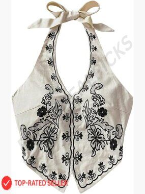 Floral Boho Halter Crop Top Vintage Backless Tie Summer Vacation Tank